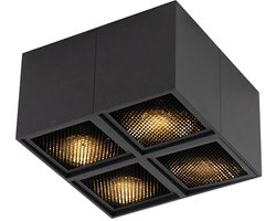 QAZQA qubo - Design Plafondspot | Spotje | Opbouwspot - 4 lichts - L 165 mm - Zwart - Woonkamer | Slaapkamer | Keuken