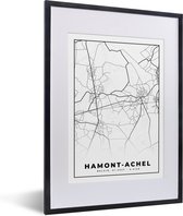 Fotolijst incl. Poster Zwart Wit- Kaart – Plattegrond – Stadskaart – Hamont Achel – België – Zwart Wit - 30x40 cm - Posterlijst