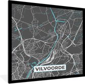 Cadre photo avec affiche - Plan de la ville - Grijs - Carte - Vilvoorde - België - Carte - 40x40 cm - Cadre pour affiche