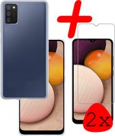 Hoes Geschikt voor Samsung A03s Hoesje Siliconen Back Cover Case Met 2x Screenprotector - Hoesje Geschikt voor Samsung Galaxy A03s Hoes Cover Hoesje - Transparant
