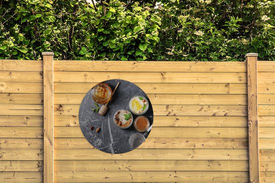 Garden Circle Miel - Épices - Cuisine - Marbre - 90x90 cm - Affiche de jardin ronde - Extérieur