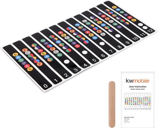 kwmobile ensemble d'autocollants de manche de guitare - Autocollants de  notes de