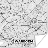 Poster Plattegrond – Waregem – Zwart Wit – Stadskaart - Kaart - 75x75 cm