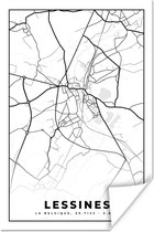 Affiche City Map – Zwart Wit - Carte – Lessines – België – Carte - 20x30 cm