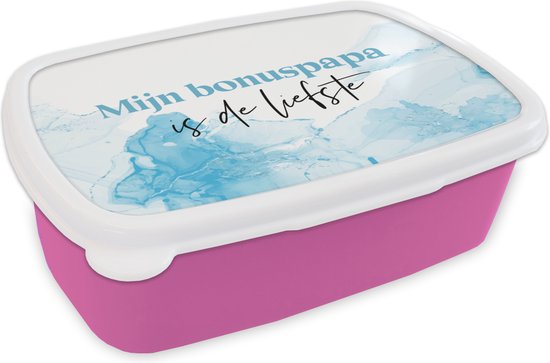 Boîte à lunch Rose - Boîte à lunch - Boîte à pain - Citation - Papa bonus - Très cher - Mon papa bonus est le plus doux - 18x12x6 cm - Enfants - Fille - Cadeau Vaderdag - Cadeau pour père et papa