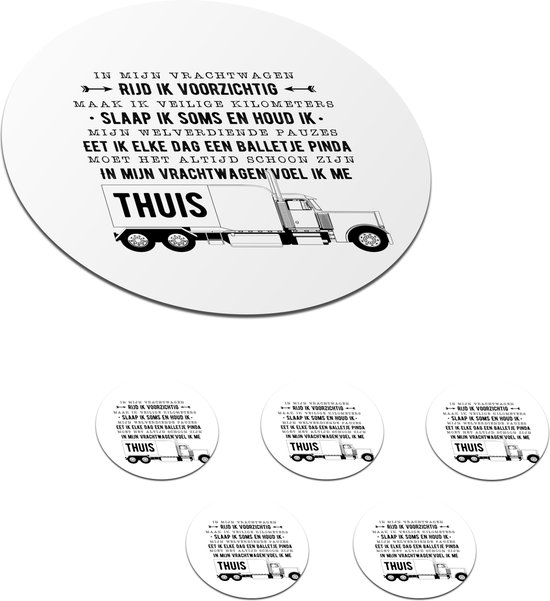 Dessous de Sous-verres - Ronds - Proverbes - 'Dans mon camion..' - Citations - Travail - 10x10 cm - Dessous de verre - 6 pièces