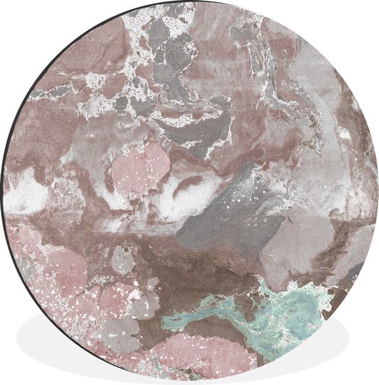 Wandcirkel - Muurcirkel - Rood - Graniet - Keien - Aluminium - Dibond - ⌀ 90 cm - Binnen en Buiten
