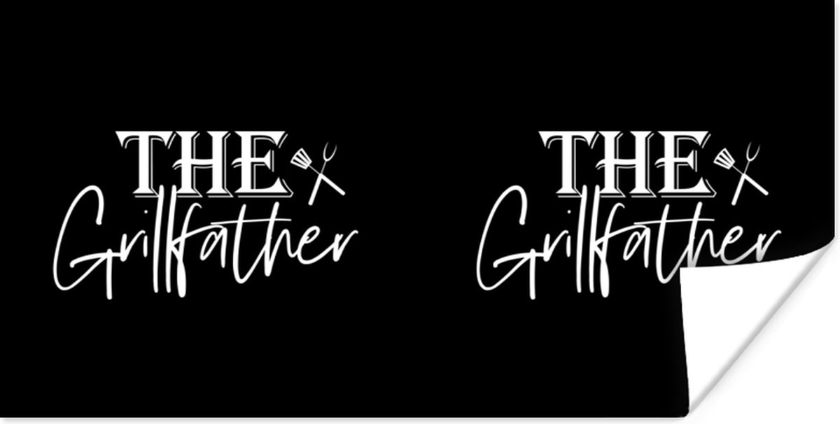 Poster 40x20 cm - Barbecue - BBQ - Grill - Koken - The Grillfather - Tekst - Spreuken - Po