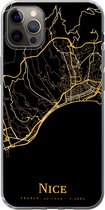 Geschikt voor iPhone 12 Pro Max hoesje - Nice - Kaart - Goud - Siliconen Telefoonhoesje