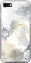 Geschikt voor iPhone 7 hoesje - Marmer print - Gouden - Zwart - Siliconen Telefoonhoesje