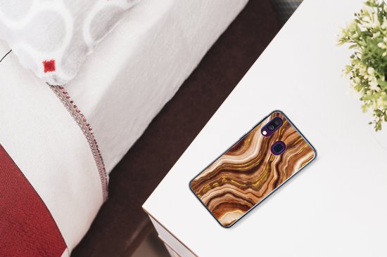 Coque Samsung Galaxy A40 - Marbre - Doré - Ligne - Coque de téléphone en Siliconen