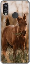 Geschikt voor Huawei P20 Lite (2020) hoesje - Paard - Zon - Gras - Siliconen Telefoonhoesje