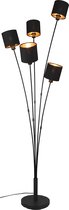 LED Vloerlamp - Nitron Torry - E14 Fitting - 5-lichts - Rond - Mat Zwart - Aluminium - Max. 40W