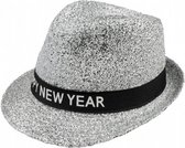 hoed Sparkling 'Happy New Year' unisex zilver one size