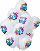 ballonnen Color Splash 75 Jaar 30 cm latex wit 12 stuks