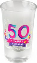 shotglaasjes Happy 50 jaar 30 ml glas 6 stuks