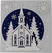raamstickers kerk 31 x 31 cm foam donkerblauw/wit