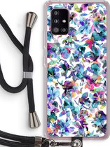 Case Company® - Samsung Galaxy A51 5G hoesje met Koord - Hibiscus Flowers - Telefoonhoesje met Zwart Koord - Bescherming aan alle Kanten en Over de Schermrand