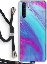 Case Company® - Oppo A91 hoesje met Koord - Zweverige regenboog - Telefoonhoesje met Zwart Koord - Bescherming aan alle Kanten en Over de Schermrand