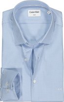 Calvin Klein slim fit overhemd - lichtblauw geruit - Strijkvriendelijk - Boordmaat: 42