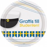 bordjes Grattis till studenten 22,8 cm papier wit 8 stuks