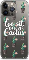 Case Company® - iPhone 13 Pro hoesje - Cactus quote - Soft Cover Telefoonhoesje - Bescherming aan alle Kanten en Schermrand