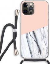 Case Company® - iPhone 12 Pro hoesje met Koord - A touch of peach - Telefoonhoesje met Zwart Koord - Extra Bescherming aan alle Kanten en Over de Schermrand