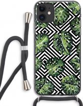 Case Company® - iPhone 11 hoesje met Koord - Geometrische jungle - Telefoonhoesje met Zwart Koord - Extra Bescherming aan alle Kanten en Over de Schermrand