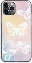 Case Company® - iPhone 11 Pro Max hoesje - White butterfly - Soft Cover Telefoonhoesje - Bescherming aan alle Kanten en Schermrand