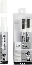 Chalk Markers - Krijtstiften - Wit - Krijtbord, Ramen, Glas, Porselein, Plastic, Spiegels, Papier - Lijndikte: 3+6+15mm - 3 stuks