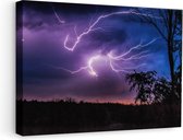 Artaza - Canvas Schilderij - Blikseminslagen in een Paarse Hemel - Onweer - 60x40 - Foto Op Canvas - Canvas Print