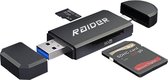 RAIDER - Kaartlezer USB voor SD/SDHC/Micro-SD/MMC Micro - Geschikt voor PC - Zwart