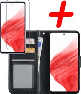 Samsung Galaxy A53 Hoesje Bookcase Met Screenprotector - Samsung Galaxy A53 Case Hoes Cover - Samsung Galaxy A53 Screenprotector - Zwart