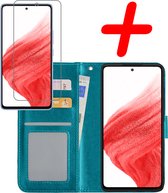 Hoes Geschikt voor Samsung A53 Hoesje Bookcase Hoes Flip Case Book Cover Met Screenprotector - Hoesje Geschikt voor Samsung Galaxy A53 Hoes Book Case Hoesje - Turquoise