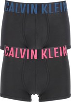 Calvin Klein INTENSE POWER Cotton trunk (2-pack) - heren boxers normale lengte - zwart met gekleurd logo op band -  Maat: S