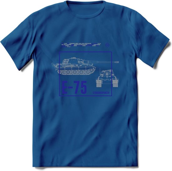 E75 leger T-Shirt | Unisex Army Tank Kleding | Dames / Heren Tanks ww2 shirt | Blueprint | Grappig bouwpakket Cadeau - Donker Blauw - 3XL