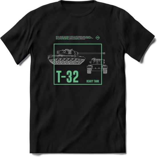 T32 Heavy tank leger T-Shirt | Unisex Army Tank Kleding | Dames / Heren Tanks ww2 shirt | Blueprint | Grappig bouwpakket Cadeau - Zwart - L