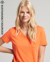 Superdry Dames tshirt T-shirt van biologisch katoen met V-hals en borstzak