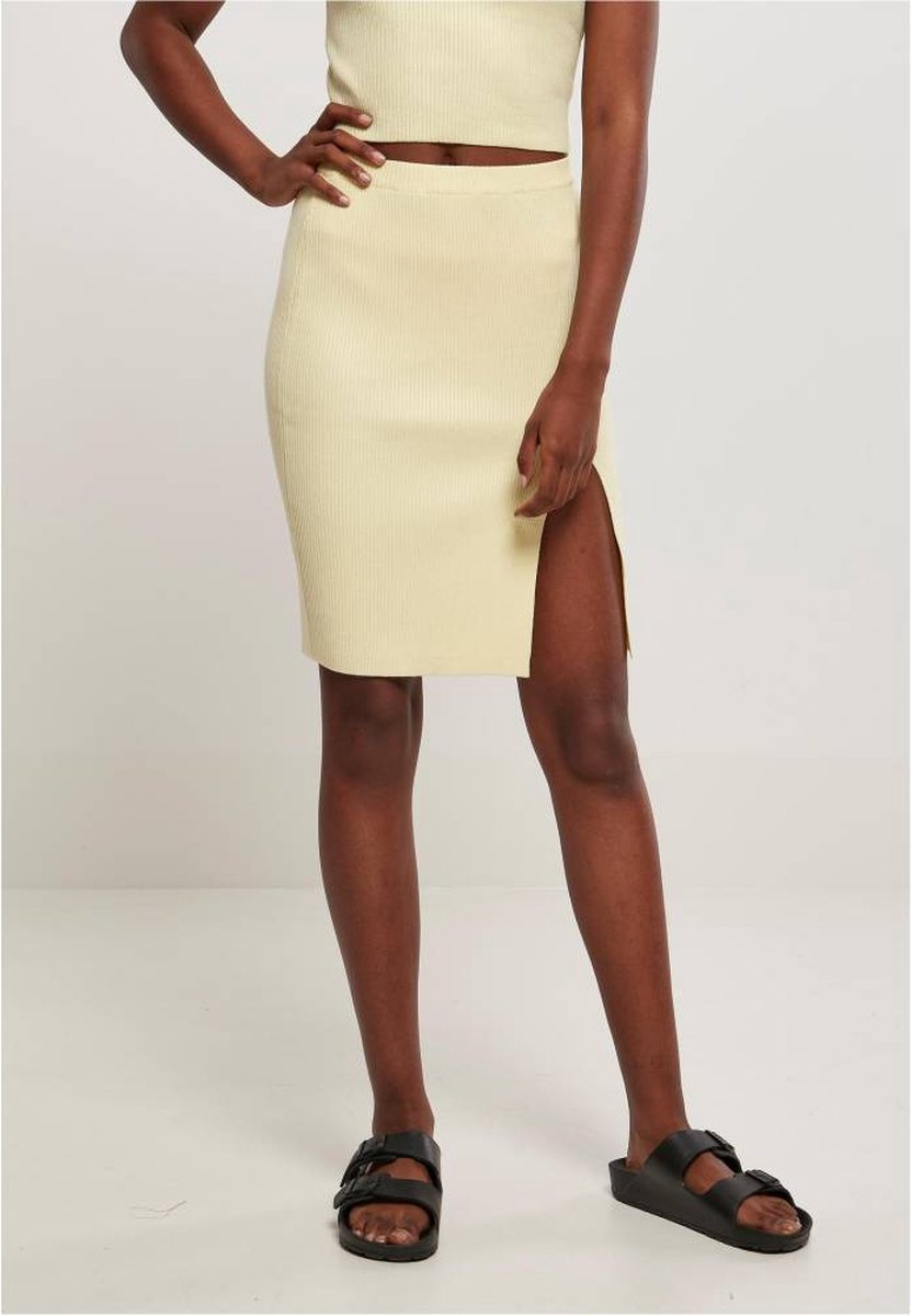Urban Classics Rib knit Korte rok L Geel