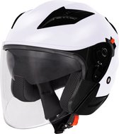 VINZ Navarra Jethelm Wit met Anti-kras Vizier Scooterhelm / Brommerhelm / Motorhelm / Fashionhelm voor Scooter / Vespa / Brommer / Motor