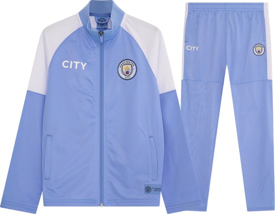 Survêtement Manchester City 21/22 - Vêtements de sport pour enfants - Produit officiel des fans de Manchester City - Veste et pantalon de survêtement Man City - Taille 128