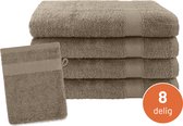 EM Bath Set Taupe - 4x Handdoek 50x100cm + 4x Washand 16x21cm