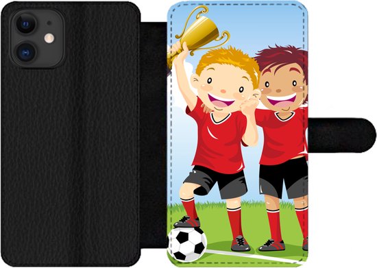 Étui pour téléphone Adapté pour étui pour téléphone iPhone 11 Pro - Une illustration de deux joueurs de football qui ont remporté un prix - Garçons - Filles - Enfant - Avec poches - Étui portefeuille avec fermeture magnétique