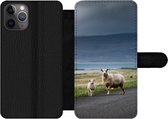Bookcase Geschikt voor iPhone 11 Pro Max telefoonhoesje - Schaap - Lam - Storm - Met vakjes - Wallet case met magneetsluiting