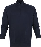 Profuomo - Sweater Half Zip Donkerblauw - XXL - Slim-fit