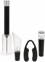 wijnset opener 21,5 cm RVS/ABS zilver 4-delig