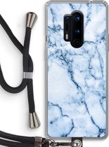 Case Company® - OnePlus 8 Pro hoesje met Koord - Blauw marmer - Telefoonhoesje met Zwart Koord - Bescherming aan alle Kanten en Over de Schermrand