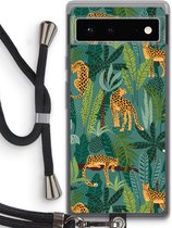 Case Company® - Google Pixel 6 hoesje met Koord - Luipaard 2 - Telefoonhoesje met Zwart Koord - Bescherming aan alle Kanten en Over de Schermrand