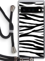 Case Company® - Google Pixel 6 Pro hoesje met Koord - Zebra pattern - Telefoonhoesje met Zwart Koord - Bescherming aan alle Kanten en Over de Schermrand