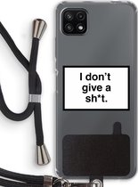 Case Company® - Samsung Galaxy A22 5G hoesje met Koord - Don't give a shit - Telefoonhoesje met Zwart Koord - Bescherming aan alle Kanten en Over de Schermrand